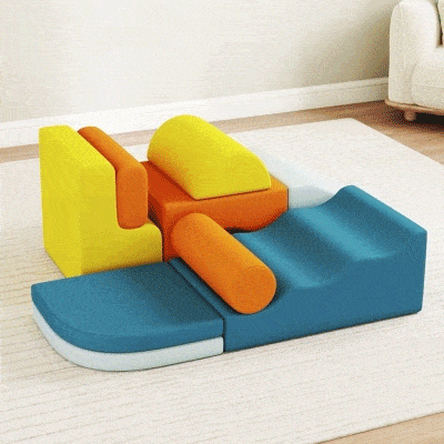Qaba 9-Piece Kids Soft Play Foam Blocks Set, Detachable Cover, Multicolored