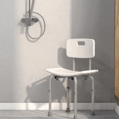 HOMCOM Bath Chair with Back, Adjustable Height Non-slip Shower Stool Bench Tool-Free Assembly Bathroom Aids, White