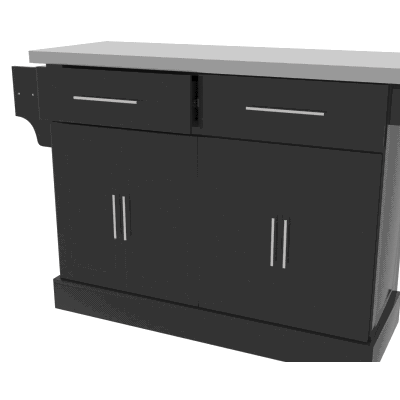 HOMCOM Rolling Kitchen Island with Storage and Stainless Steel Top, Kitchen Trolley with Drawers, Cabinets, Towel Rack