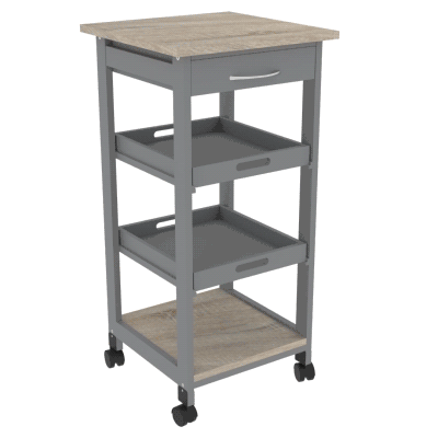 HOMCOM Kitchen Island Rolling Trolley Utility Serving Cart with Drawer  Grey