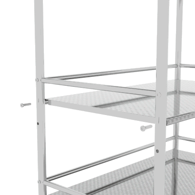 HOMCOM 3 Tier Stainless Steel Rolling Cart with Adjustable Shelf, Utility Cart on Wheels with Handles for Kitchen, Silver