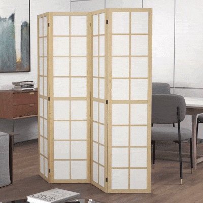 HOMCOM 4 Panel Room Divider, 5.6 ft Folding Wall Divider Room Partition for Home Office, Bedroom, Living Room