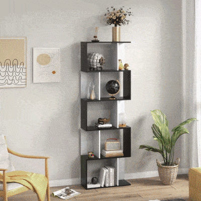HOMCOM Modern Bookcase 5-Tier Display Shelf Storage Shelf Room Divider Living Room Home Office Furniture, Black