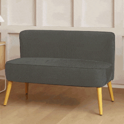 HOMCOM Modern 2 Seater Sofa, Upholstered Two Seater Couch with Rubber Wood Legs, Grey