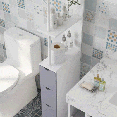 HOMCOM 54" Bathroom Storage Cabinet with Shelves & Drawers, White