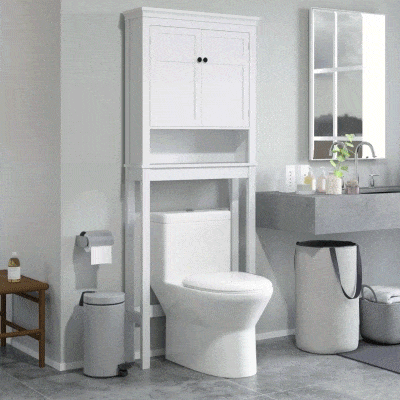 HOMCOM 3-Tier Over Toilet Storage Unit Washing Machine Cabinet Dryer Cabinet with Adjustable Shelf for Bathroom, Laundry