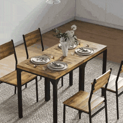 HOMCOM Dining Table Set for 2, 3 Piece Kitchen Table and Chairs with Metal Legs for Small Spaces, Natural Wood