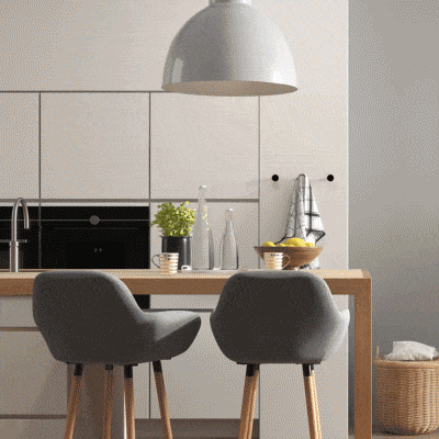 HOMCOM Modern Upholstered Fabric Seat Bar Stools Chairs Set of 2 with Metal Frame, Solid Wood Legs Living Room Dining Room Furniture Grey