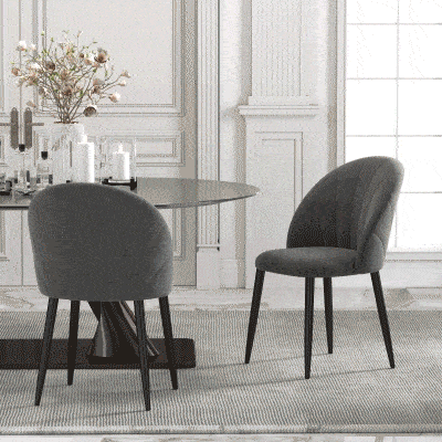 HOMCOM Armless Dining Chairs with Curved Backrest, Velvet-feel Accent Chairs for Kitchen, Living Room, Guest Room, Grey