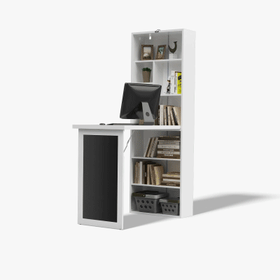 HOMCOM Fold-out Wall Mount Desk with Blackboard, White