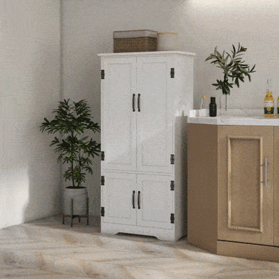 HOMCOM White Accent Storage Cabinet with Adjustable Shelves