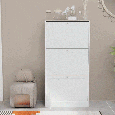 HOMCOM Modern Shoe Cabinet with 3 Flip Drawers, White