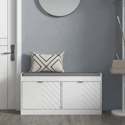 HOMCOM Shoe Storage with Seat, Upholstered Hallway Bench, Shoe Bench with 2 Flip Drawers and 4 Vents for 8 Pairs of Shoes