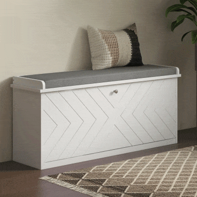 HOMCOM Shoe Storage with Seat, Upholstered Hallway Bench, Shoe Bench with Flip Drawer, Adjustable Shelf for 8-10 Pairs of Shoes