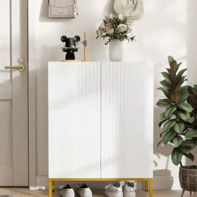 HOMCOM Shoe Storage Cabinet with Adjustable Shelves and Soft-Close Hinges, for 15-20 Pairs of Shoes, White