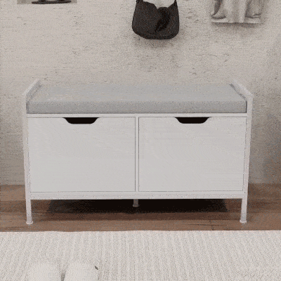 HOMCOM Shoe Storage Bench with Seat Cushion, Shoe Cabinet for Hallway, Entryway Bench, Supports 352lbs, White