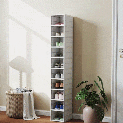 HOMCOM 10 Pack Stackable Shoe Storage Boxes with Clear Door, White