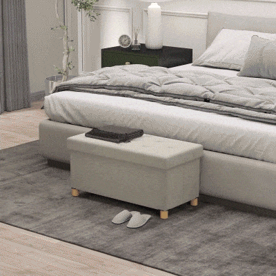 HOMCOM Storage Ottoman Bench, Velvet Upholstered Foldable Ottoman Footrest, Foot Stool with Wood Legs for Living Room, Bedroom