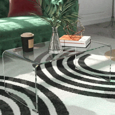 HOMCOM Glass Coffee Table, Clear Coffee Table for Living Room, Modern Rectangle Center Table with Safe Rounded Edges Clear