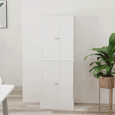 HOMCOM 65" Kitchen Cabinet, Kitchen Pantry Cabinet with 4 Doors and 16 Door Shelves for Dining Room, White