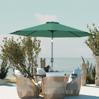 Outsunny 10' x 8' Round Market Umbrella, Patio Umbrella with Crank Handle and Tilt, Outdoor Parasol for Garden, Bench, Lawn, Green