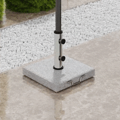 Outsunny 55 lbs Marble Square Umbrella Stand 16.5" Market Heavy Holder Base w/ Wheels, Grey