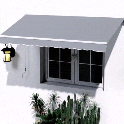 Outsunny 8' x 7' Retractable Awning, Patio Awnings, Sunshade Shelter with 280 g/m² UV & Water-Resistant Fabric and Aluminum Frame for Deck, Balcony, Yard, Grey