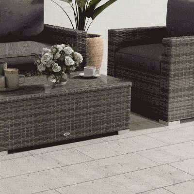 Outsunny 4-Piece Rattan Sofa Set, Gray Outdoor Loveseat & Chairs