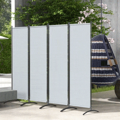Outsunny Folding Room Divider, Privacy Screen for Home Office Bedroom, 5.6FT Tall, Dark Grey