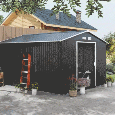 Outsunny 11' x 9' Outdoor Storage Shed, Dark Gray