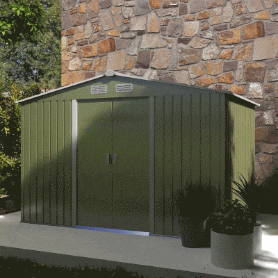 Outsunny 9' x 6' Outdoor Storage Shed, Green with Vents