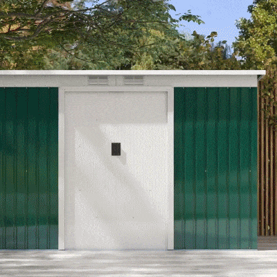 Outsunny 9' x 4' Garden Metal Storage Shed Outdoor Equipment Tool Box with Foundation Kit, Ventilation & Doors, Dark Green