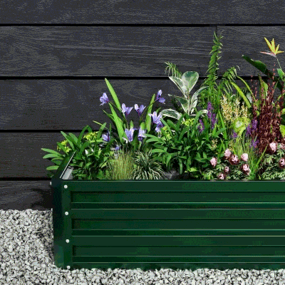 Outsunny Galvanized Raised Garden Bed, Outdoor Planter Box for Vegetables, Flowers, Herbs, 4' x 2' x 1', Dark Green