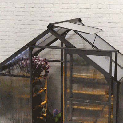 Outsunny Greenhouse Garden, Green House, Outdoor Greenhouse Kit, PC Board with Sliding Door, 6.2' x 4.3' x 6.6', Grey