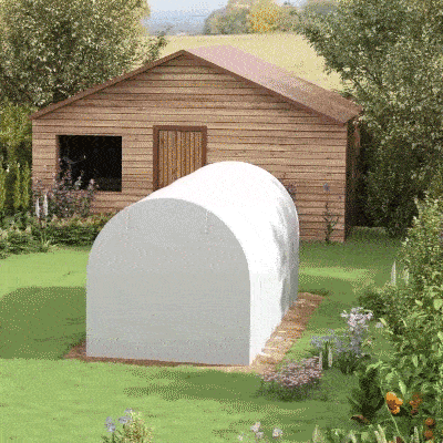 Outsunny 14.6x6.6x6.6ft Walk-in Tunnel Greenhouse Portable Garden Plant Growing Warm House with Door and Ventilation Window White