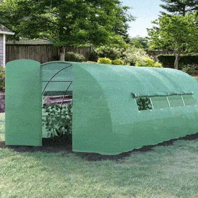 Outsunny 20x10x6.6ft Heavy Duty Outdoor Walk-in Tunnel Greenhouse Portable Garden Planting Warm House with PE Cover Green