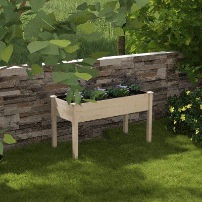 Outsunny 48" Elevated Wooden Garden Bed, Self-Draining Natural