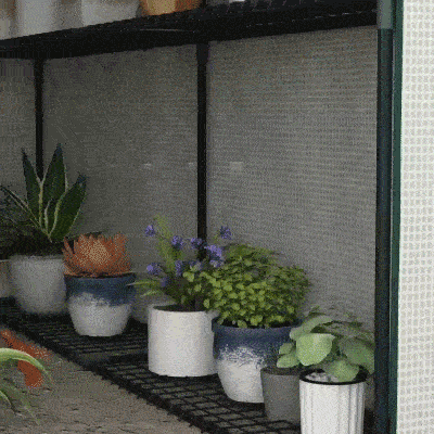 Outsunny 73" x 47" x 75" Walk-in Greenhouse Outdoor Portable Plant Flower Growth Warm House Garden Tunnel Shed with Roll-up Door and 4 Shelves, White