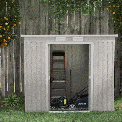 Outsunny 7 x 4ft Galvanised Steel Garden Shed, with Foundation Kit - Grey