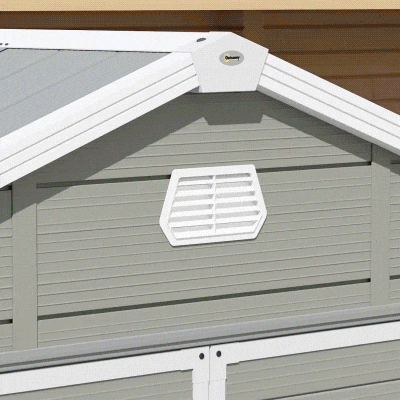 Outsunny 8' x 6' Plastic Garden Storage Shed with Latch Door, Vents, Sloped Roof, Light Grey