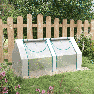 Outsunny 6' x 3' x 3' Portable Mini Greenhouse, Garden Green House Kit with 2 PE/Plastic Covers, Steel Frame and 2 Roll Up Zipper Windows, White