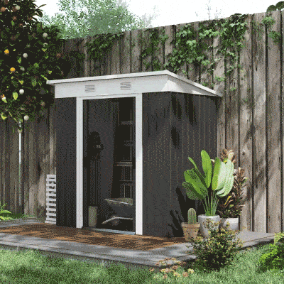 Outsunny 6' x 4' Outdoor Storage Shed, Metal Garden Tool Storage House Organizer with Lockable Sliding Doors and Vents for Backyard Patio Lawn, Charcoal Grey