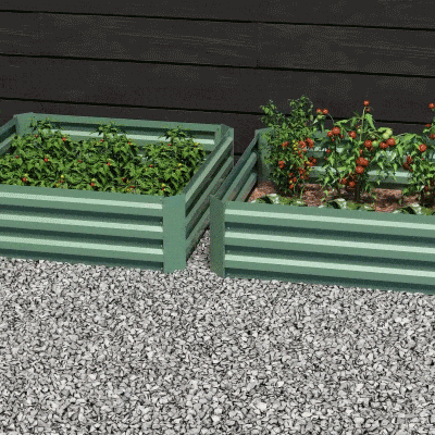 Outsunny 39" x 39" x 12" Set of 2 Raised Garden Bed, Elevated Planter Box with Galvanized Steel Frame for Growing Flowers, Herbs, Succulents, Green