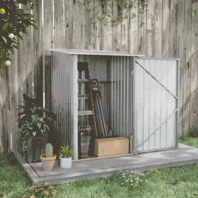 Outsunny 3.3' x 3.4' Lean-to Garden Storage Shed, Gray