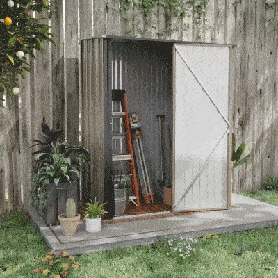 Outsunny 5' x 3' Outdoor Storage Shed, Steel Garden Shed with Single Lockable Door, Tool Storage Shed for Backyard, Brown