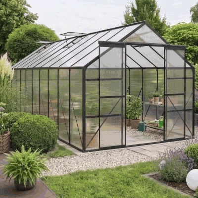 Outsunny 20' x 8' Walk-in Greenhouse Kit, Clear Polycarbonate