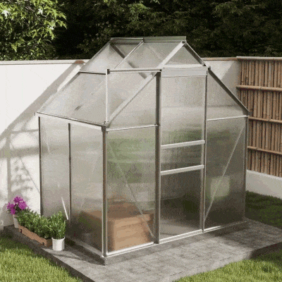 Outsunny 6' x 4' x 6.6' Walk-in Greenhouse, Polycarbonate Greenhouse with Adjustable Roof Vent, Base, Sliding Door, Clear