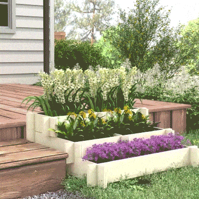 Outsunny 3-Tier Elevated Garden Bed, Natural Wood with Drainage