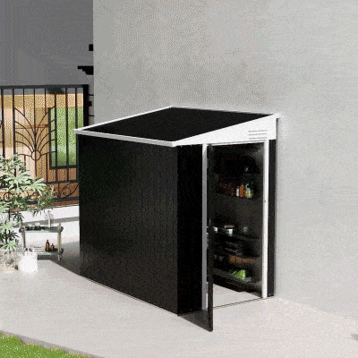 Outsunny 4' x 6' Outdoor Storage Shed Lean to Shed Outdoor Metal Tool Shed with Lockable Door and Air Vents, Dark Grey