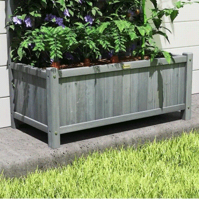 Outsunny Wood Planter with Trellis for Vine Climbing, Raised Garden Bed, Privacy Screen for Backyard, Patio, Deck, Dark Grey